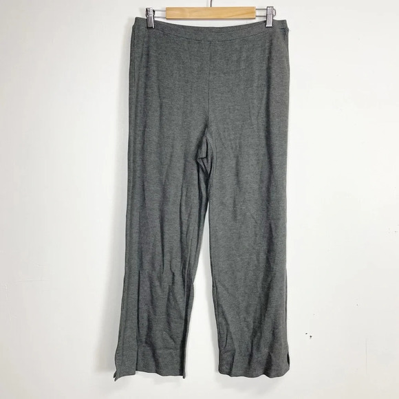 NEW Eileen Fisher Charcoal Straight York Lounge Pants Size Medium Gray Waffle - Picture 1 of 10